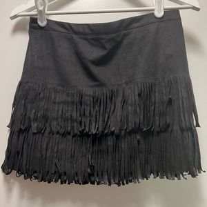 Black fringe faux suede medium Hollister mini skirt
